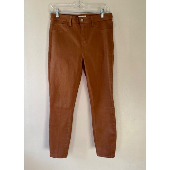 L'AGENCE Sz 30 Micro Boot Stretch Leather Look Coated Denim Skinny Jeans Pants - Picture 2 of 10